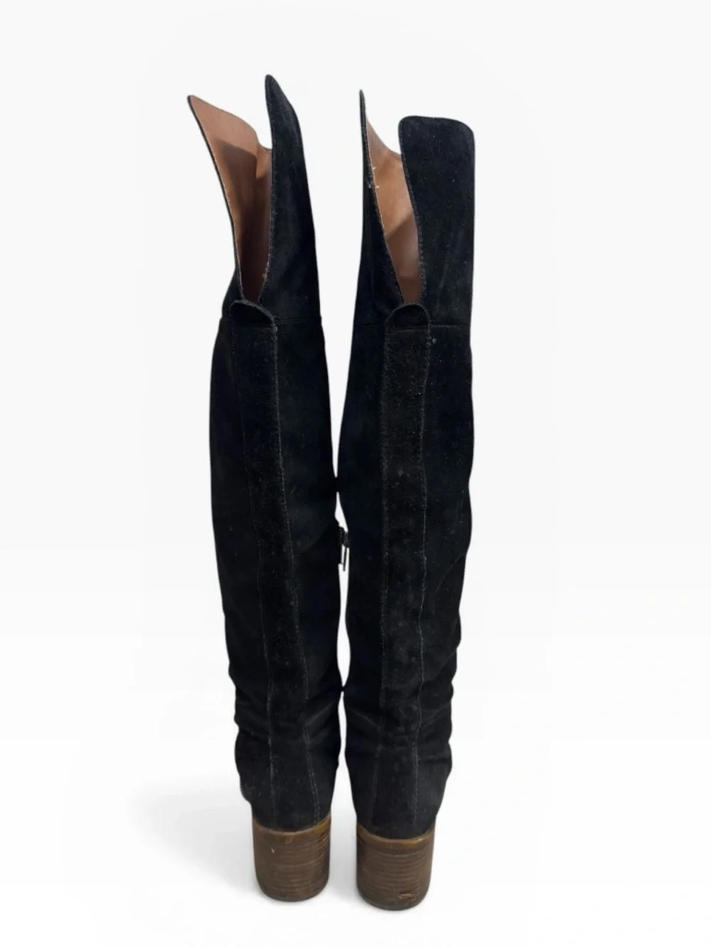 Lucky Brand Ramsden Over The Knee Boots Black Suede Block Heel Size US 8
